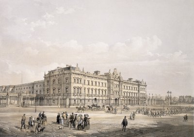 Buckingham Palace, gegraveerd door Thomas Picken, uitgegeven 1852 door Lloyd Bros. und Co. door Edmund Walker